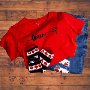 Letter & Heart Print Tee